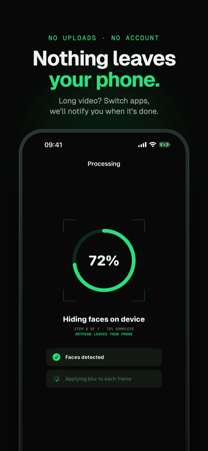 A video processing on the phone, with a note that you will be notified when it is done