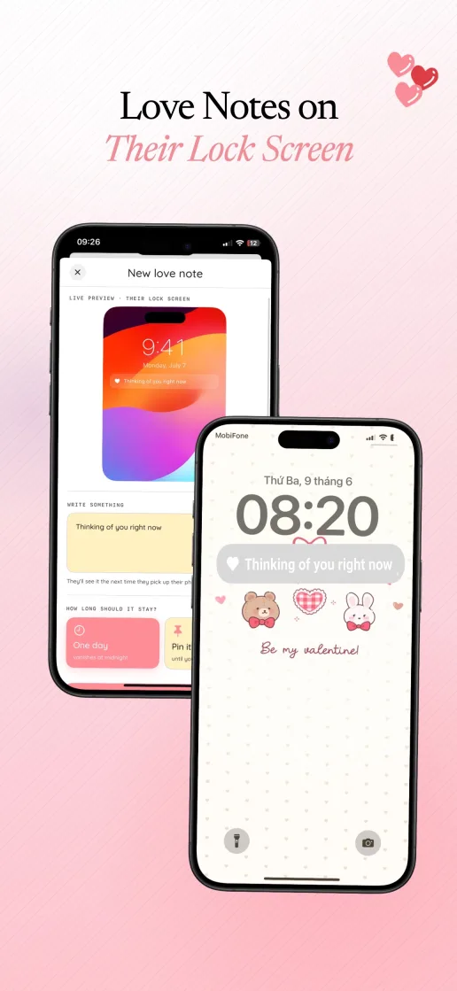 Love note on a partner's Lock Screen
