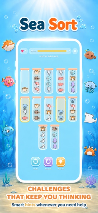 A level in progress with hint-highlighted jars